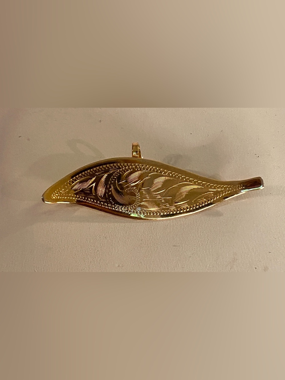 Vintage Bond Boyd GF Gold Filled Leaf Brooch Pendant 5.2cm
